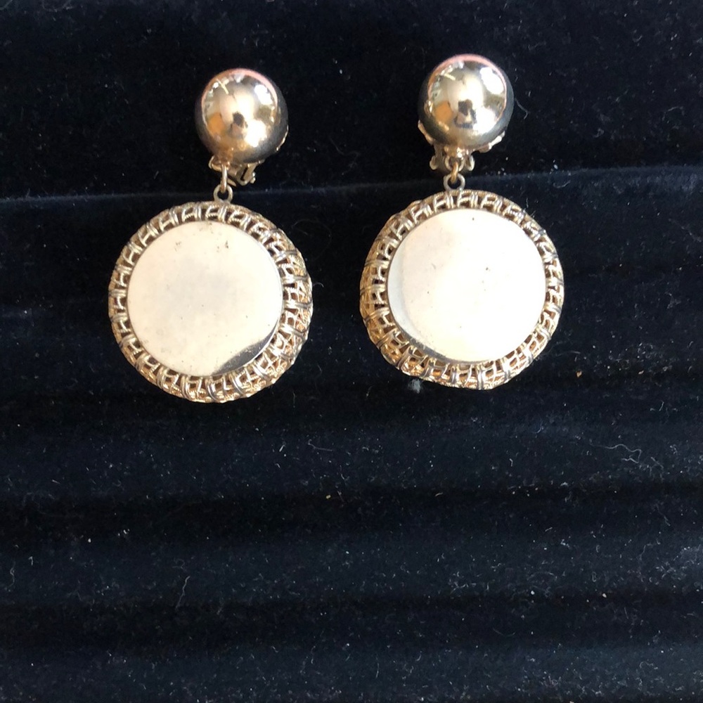 Vintage Bartek  gold tone clip earrings signed